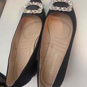 Adrienne Vittadini Black Embellished Women's Flats Size 8